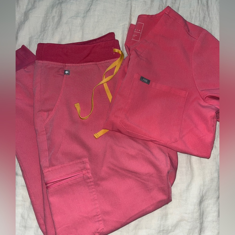 Neon pink figs scrubs